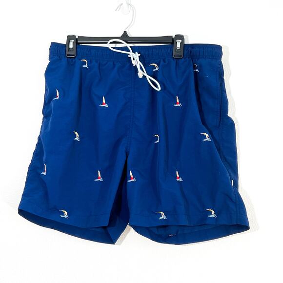 J. McLaughlin Swim Trunks Mens XL Embroidered Summer Preppy Swimmers Shorts - Picture 1 of 6